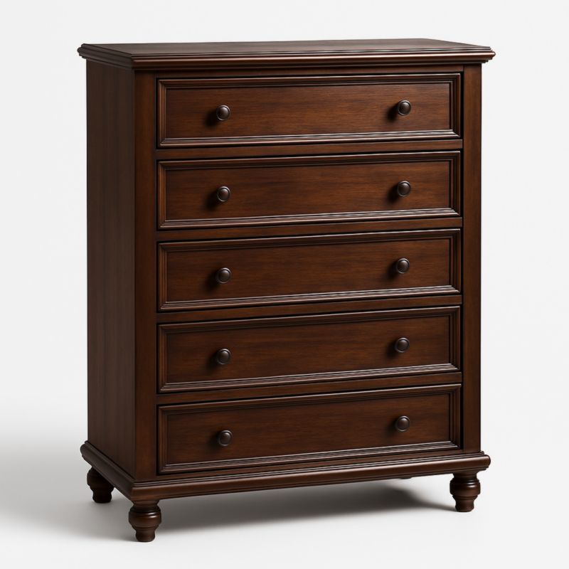 Houten Ladekast Recht Vijf Lades Walnootbruin-Aurorafeliz