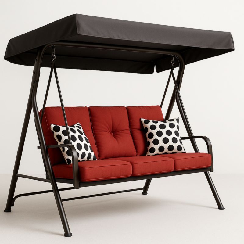Tuin Schommelstoel Driezits Metaal Polyester Rood/Zwart 180cm-Aurorafeliz