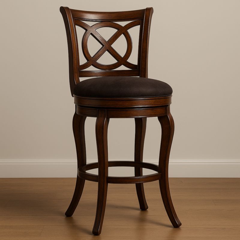 Houten Barkruk Donkerbruin Fluweel 105cm-Aurorafeliz