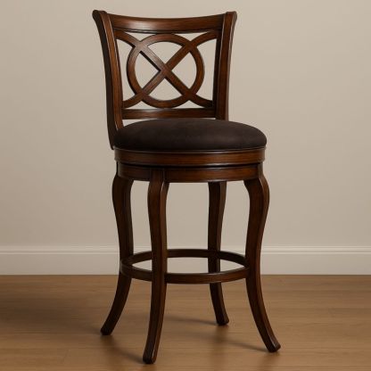 Houten Barkruk Donkerbruin Fluweel 105cm-Aurorafeliz