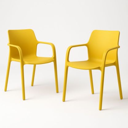 Set van 2 Gele Tuinstoel met Armleuning Polypropyleen 55x55x80cm-Aurorafeliz