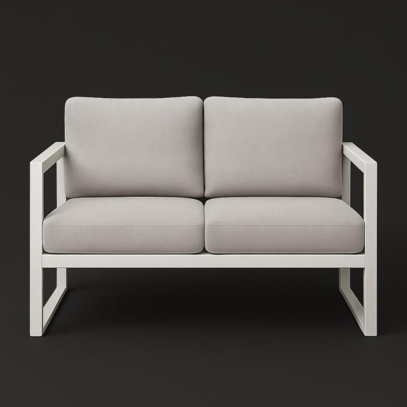 Tweepersoonsbank Aluminium Polyesterbekleding Lichtgrijs 160cm-Aurorafeliz