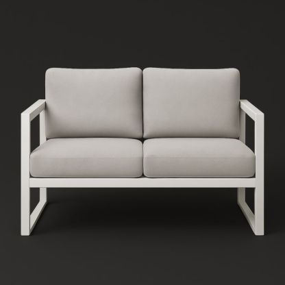 Tweepersoonsbank Aluminium Polyesterbekleding Lichtgrijs 160cm-Aurorafeliz