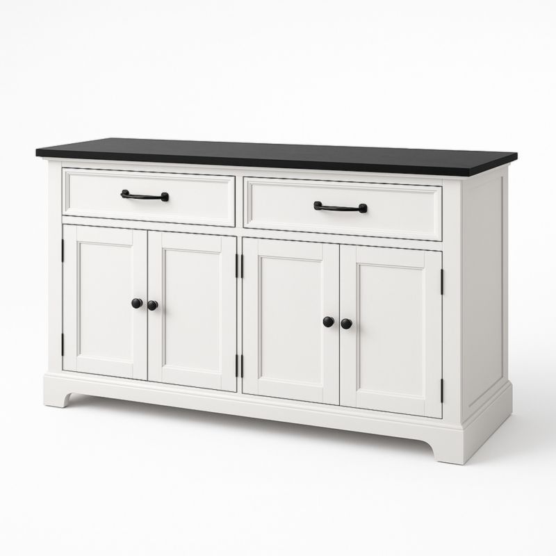 Dressoir hout MDF zwart/wit met 2 lades en 4 deuren-Aurorafeliz