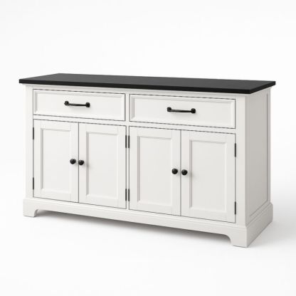 Dressoir hout MDF zwart/wit met 2 lades en 4 deuren-Aurorafeliz