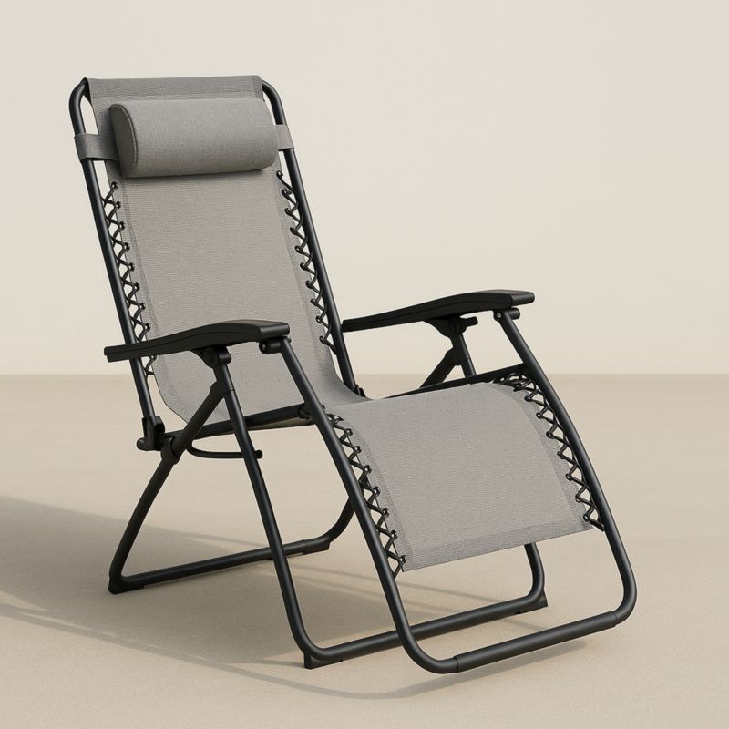 Opvouwbare ligstoel stalen frame polyester stof grijs-Aurorafeliz