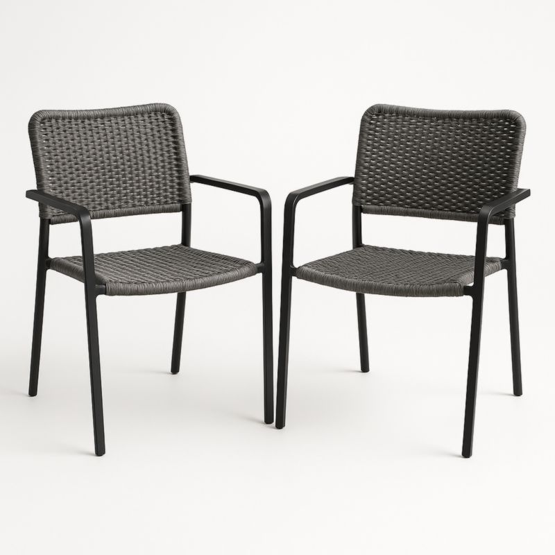 Set van 2 tuin stoelen gepoedercoat aluminium polyrotan zitting grijs-Aurorafeliz