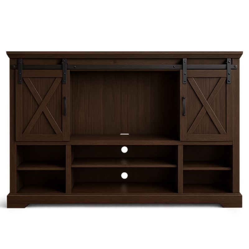 Houten TV-meubel met Schuifdeuren van MDF Bruin 150x40x85cm-Aurorafeliz