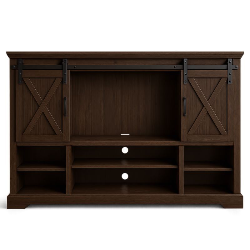 Houten TV-meubel met Schuifdeuren van MDF Bruin 150x40x85cm-Aurorafeliz