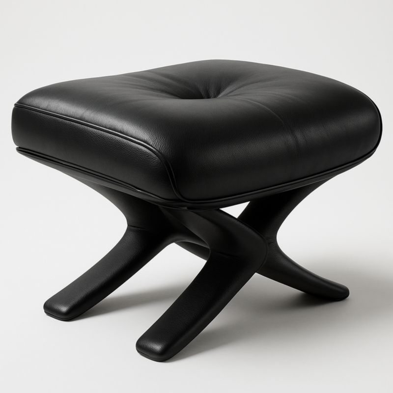 Vierkant Zwarte Voetsteun Kunstleer 50x50x42 cm-Aurorafeliz