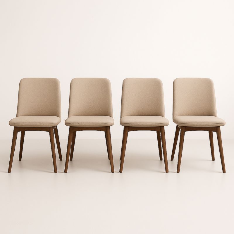 Set van 4 Eetkamerstoelen Polyester Stof Massief Hout 50x55x85cm Beige-Aurorafeliz
