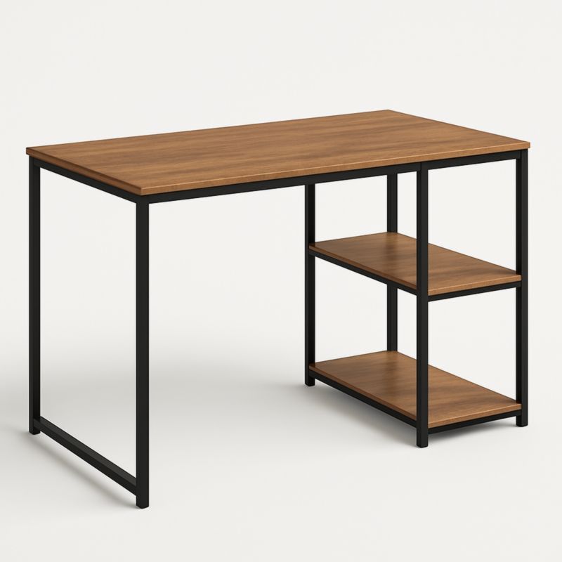 Bureau met MDF plankjes rechthoekig hout/metaal 120x60x75 cm bruin/zwart-Aurorafeliz