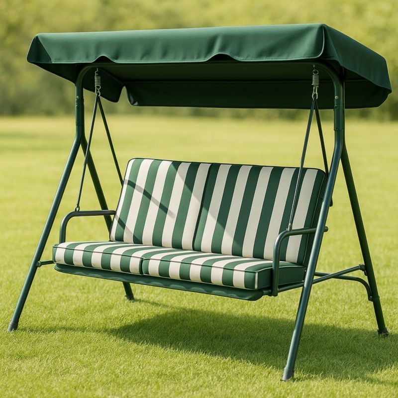 Tuinschommel met Stalen Frame en Polyester Kussens 170x110x153 cm Groen-Aurorafeliz
