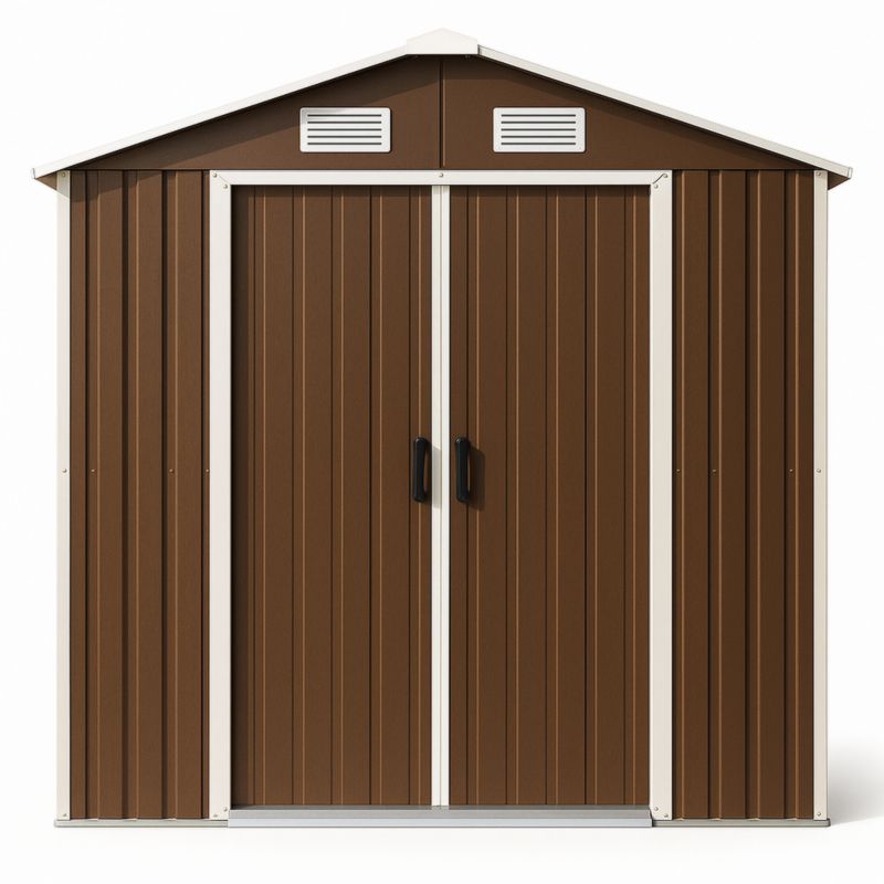 Tuinberging Metaal Dubbele Deur Ventilatiesysteem Bruin 210cm x 127cm x 185cm-Aurorafeliz