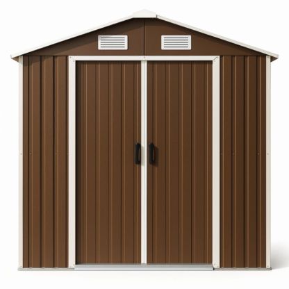 Tuinberging Metaal Dubbele Deur Ventilatiesysteem Bruin 210cm x 127cm x 185cm-Aurorafeliz