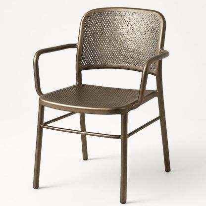 Aluminium Tuinstoel Met Armleuning Geperforeerd Metaal 55x55x80cm Bruin-Aurorafeliz