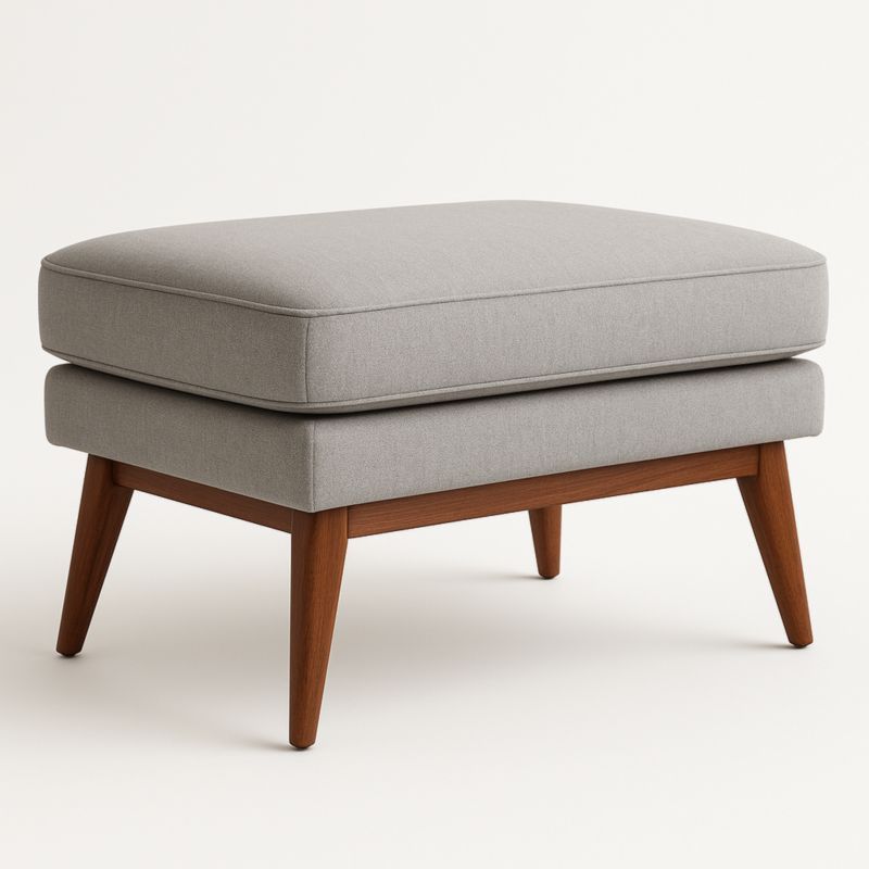 Grijze Vierkante Voetenbank Polyester Hout 60x45x40cm-Aurorafeliz