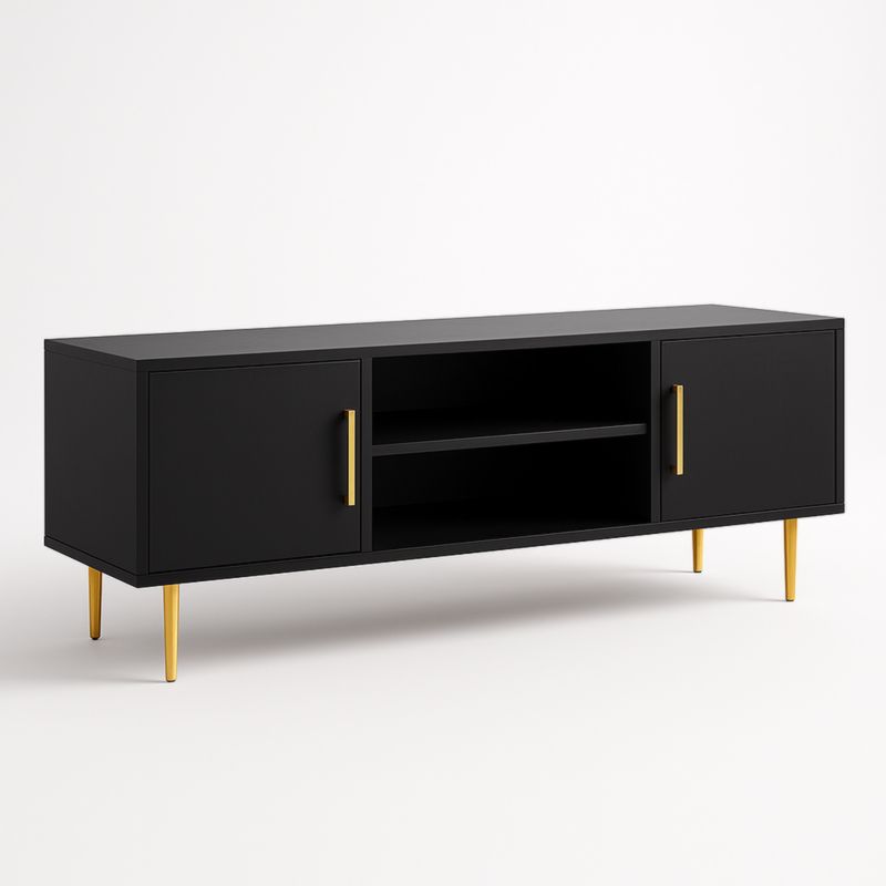 TV-meubel rechthoekig MDF/metaal 160x40x50cm zwart/goud-Aurorafeliz