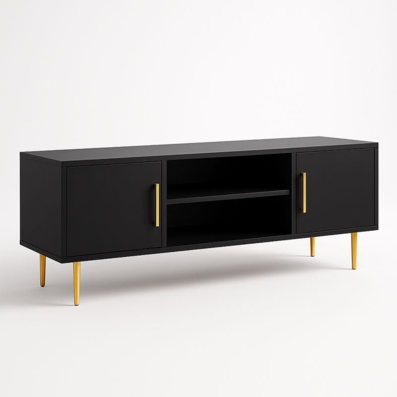 TV-meubel rechthoekig MDF/metaal 160x40x50cm zwart/goud-Aurorafeliz