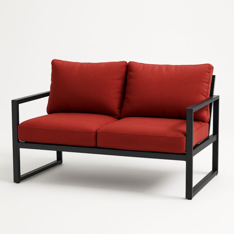 Tuinbank Twee Zitplaatsen Aluminium Polyester Rood-Aurorafeliz