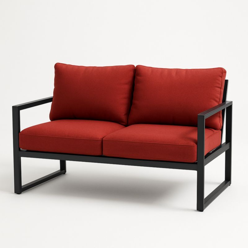 Tuinbank Twee Zitplaatsen Aluminium Polyester Rood-Aurorafeliz