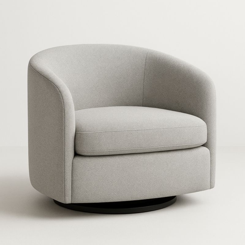 Grijze Draai Fauteuil Stof Rond 80cm-Aurorafeliz