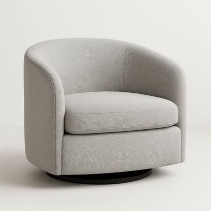 Grijze Draai Fauteuil Stof Rond 80cm-Aurorafeliz