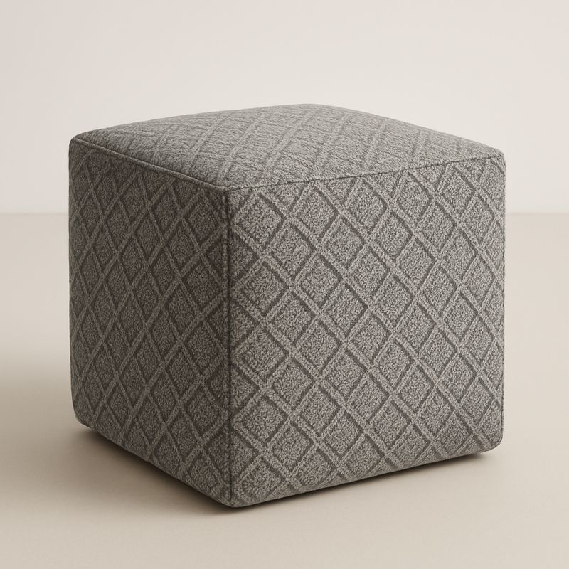 Grijze Stoffen Kubus Poef 40x40x40 cm-Aurorafeliz