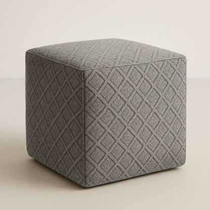 Grijze Stoffen Kubus Poef 40x40x40 cm-Aurorafeliz