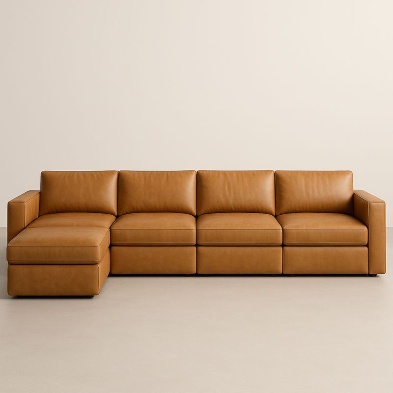 Modulaire Sectionele Bank L-vorm Echt Leer Bruin 275x175x85cm-Aurorafeliz