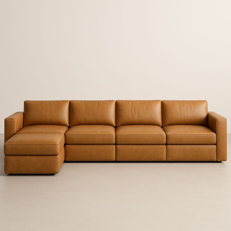 Modulaire Sectionele Bank L-vorm Echt Leer Bruin 275x175x85cm-Aurorafeliz