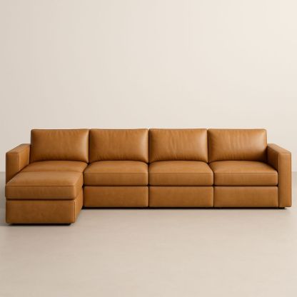 Modulaire Sectionele Bank L-vorm Echt Leer Bruin 275x175x85cm-Aurorafeliz