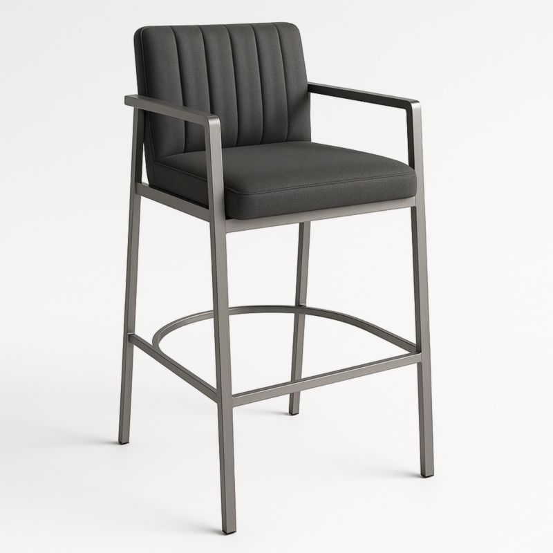 Stalen Barkruk met Armleuningen Donkergrijs Polyester 75 cm-Aurorafeliz