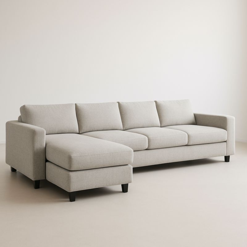 Hoekbank Linnenlook Polyester Rechthoekig L238cm B152cm H85cm Lichtgrijs-Aurorafeliz