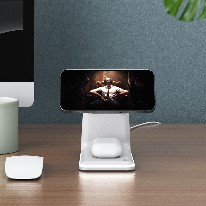 Magnetic three-in-one wireless charger