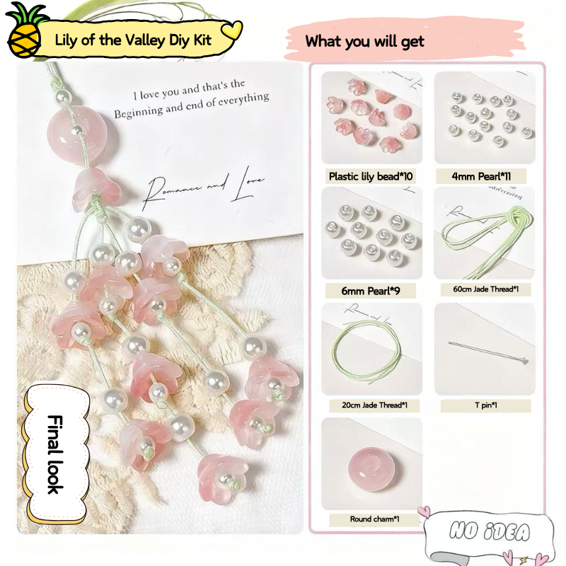 Complete Lily of the Valley Pendant Kit - DIY Flower Jewelry Making Set with Video Tutorial