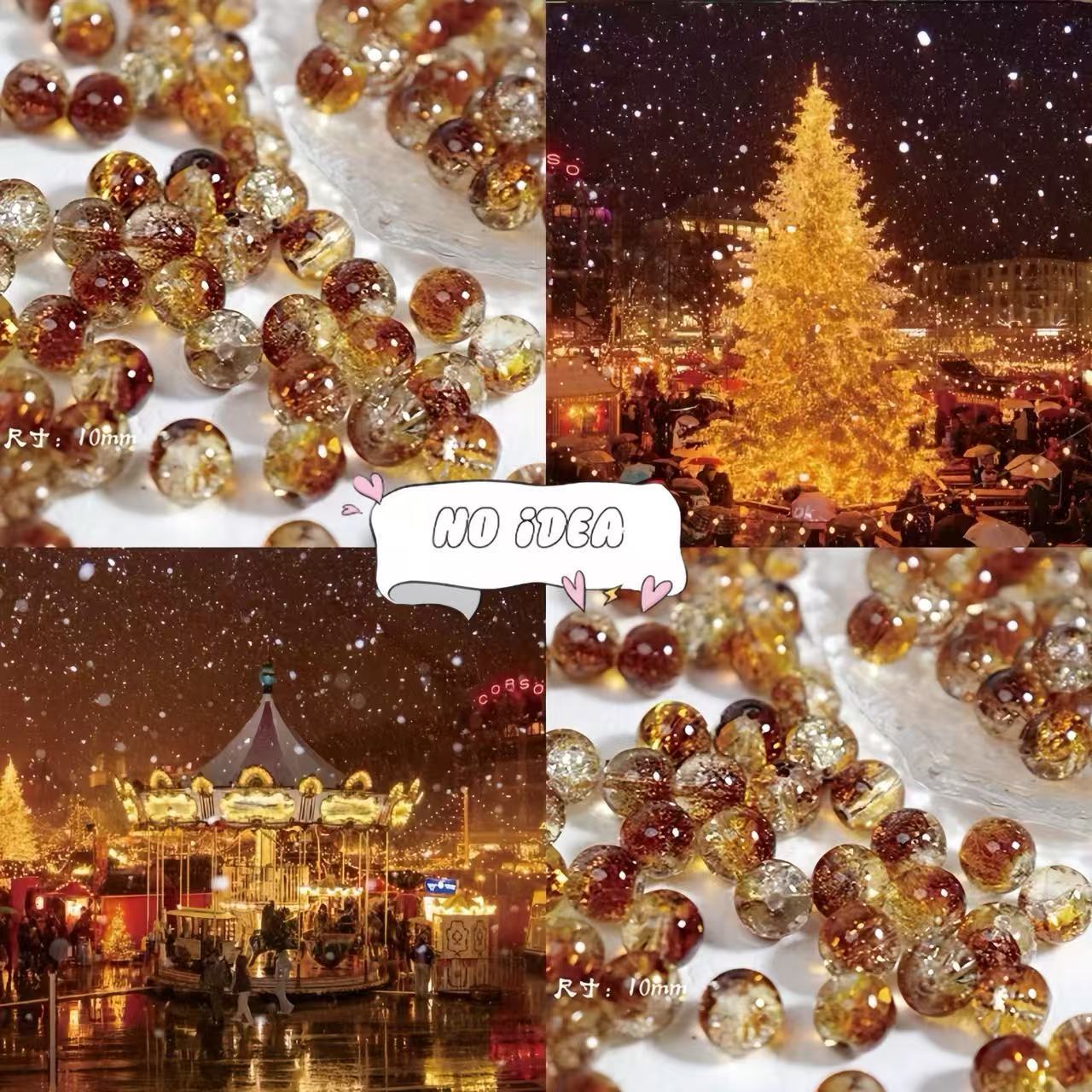  10mm Christmas Theme Glass Beads - 50pcs Holiday Jewelry Making Supplies for Seasonal Crafts