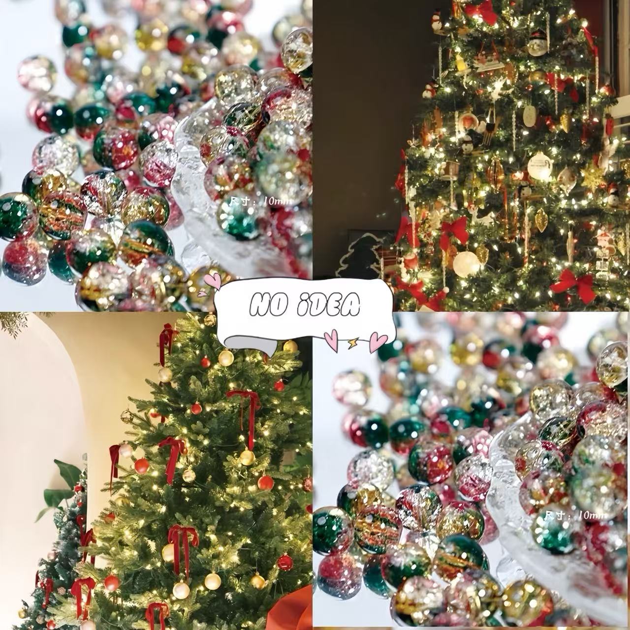  10mm Christmas Theme Glass Beads - 50pcs Holiday Jewelry Making Supplies for Seasonal Crafts