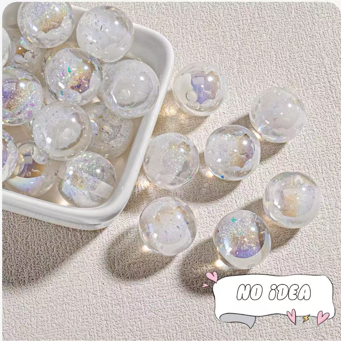 16mm Mermaid Iridescent Acrylic Beads - 20pcs Shimmering DIY Craft Beads with 2.5mm Large Hole for Jewelry Making