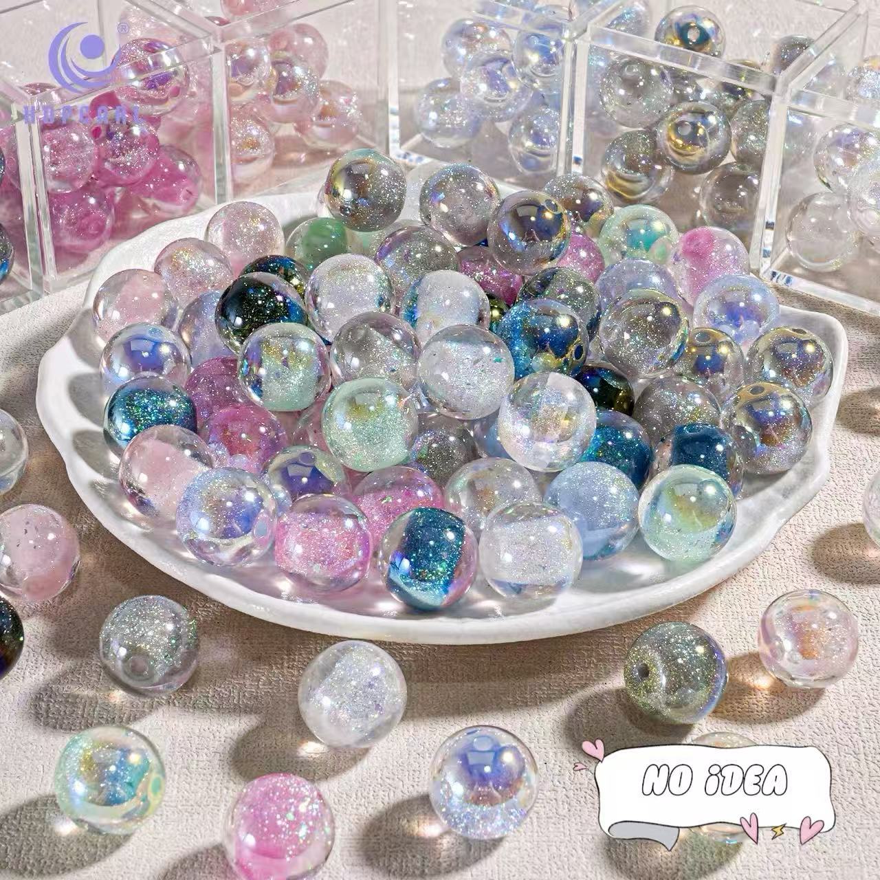 16mm Mermaid Iridescent Acrylic Beads - 20pcs Shimmering DIY Craft Beads with 2.5mm Large Hole for Jewelry Making