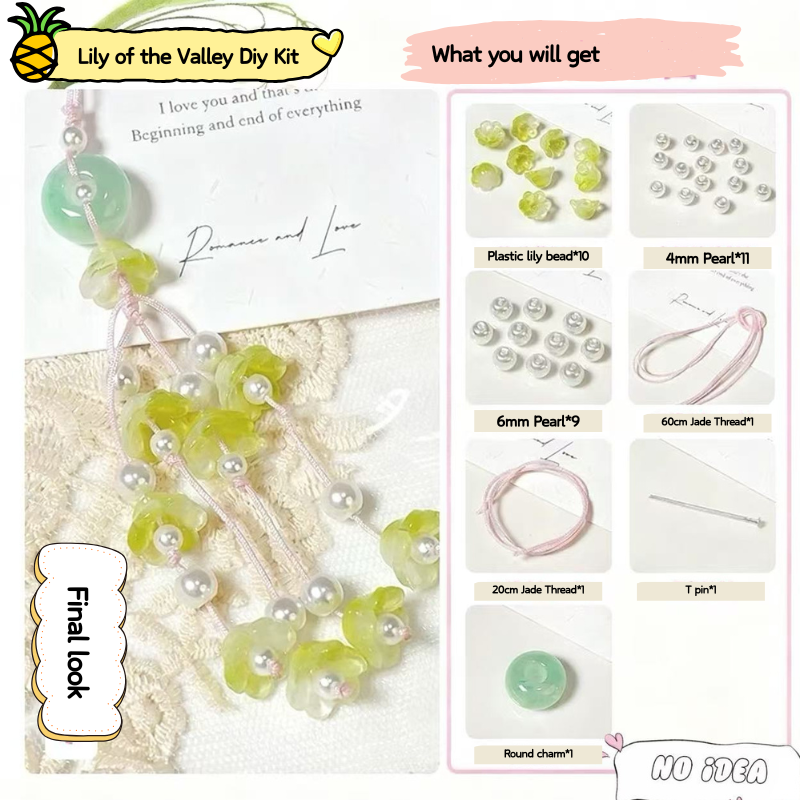 Complete Lily of the Valley Pendant Kit - DIY Flower Jewelry Making Set with Video Tutorial