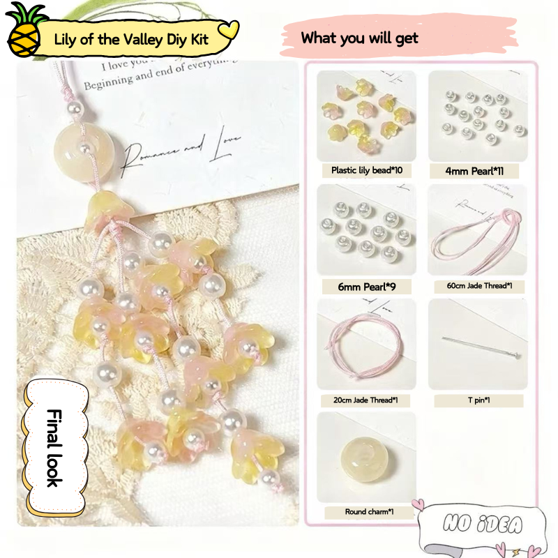 Complete Lily of the Valley Pendant Kit - DIY Flower Jewelry Making Set with Video Tutorial