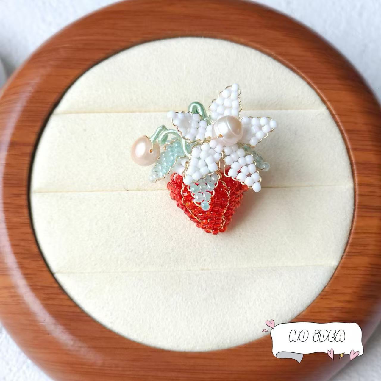 Handmade Cream Strawberry Charm Bead - Kawaii DIY Jewelry Bead for Bracelets and Necklaces