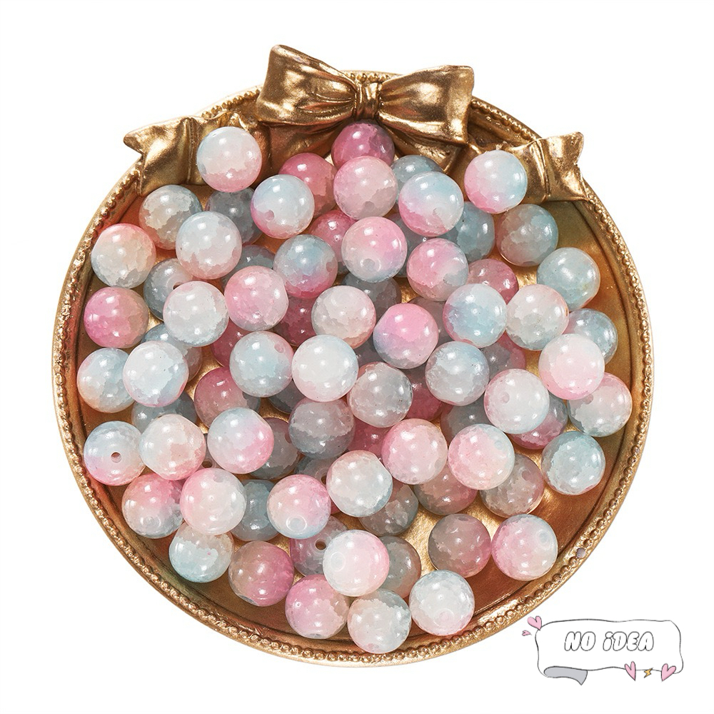 10mm Glass Beads for Jewelry Making - 50pcs Macrame Beads with 1.5mm Hole, DIY Craft Beads for Bracelets & Charms