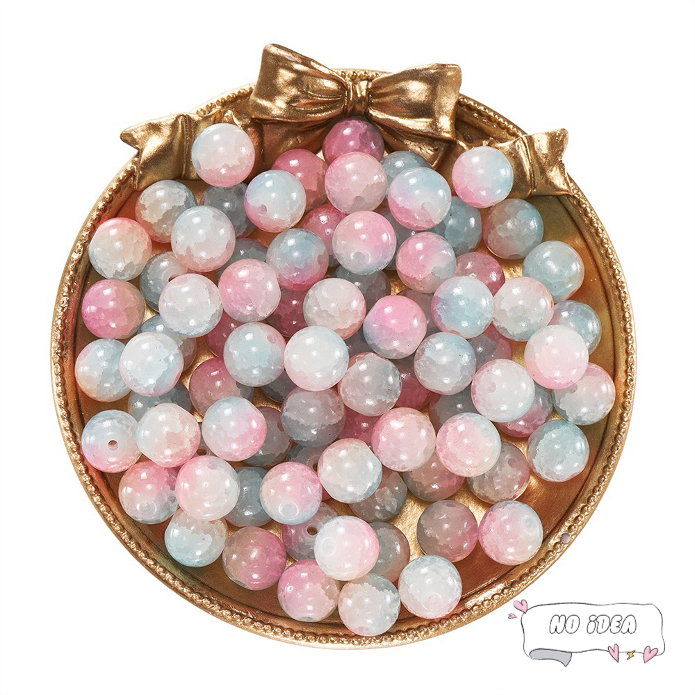 10mm Glass Beads for Jewelry Making - 50pcs Macrame Beads with 1.5mm Hole, DIY Craft Beads for Bracelets & Charms