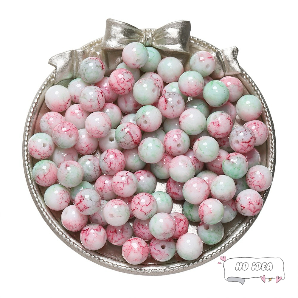 10mm Glass Beads for Jewelry Making - 50pcs Macrame Beads with 1.5mm Hole, DIY Craft Beads for Bracelets & Charms