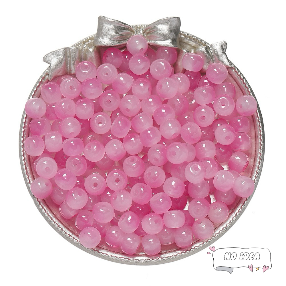 8mm Pink Glass Beads for Princess-style Jewelry Making
