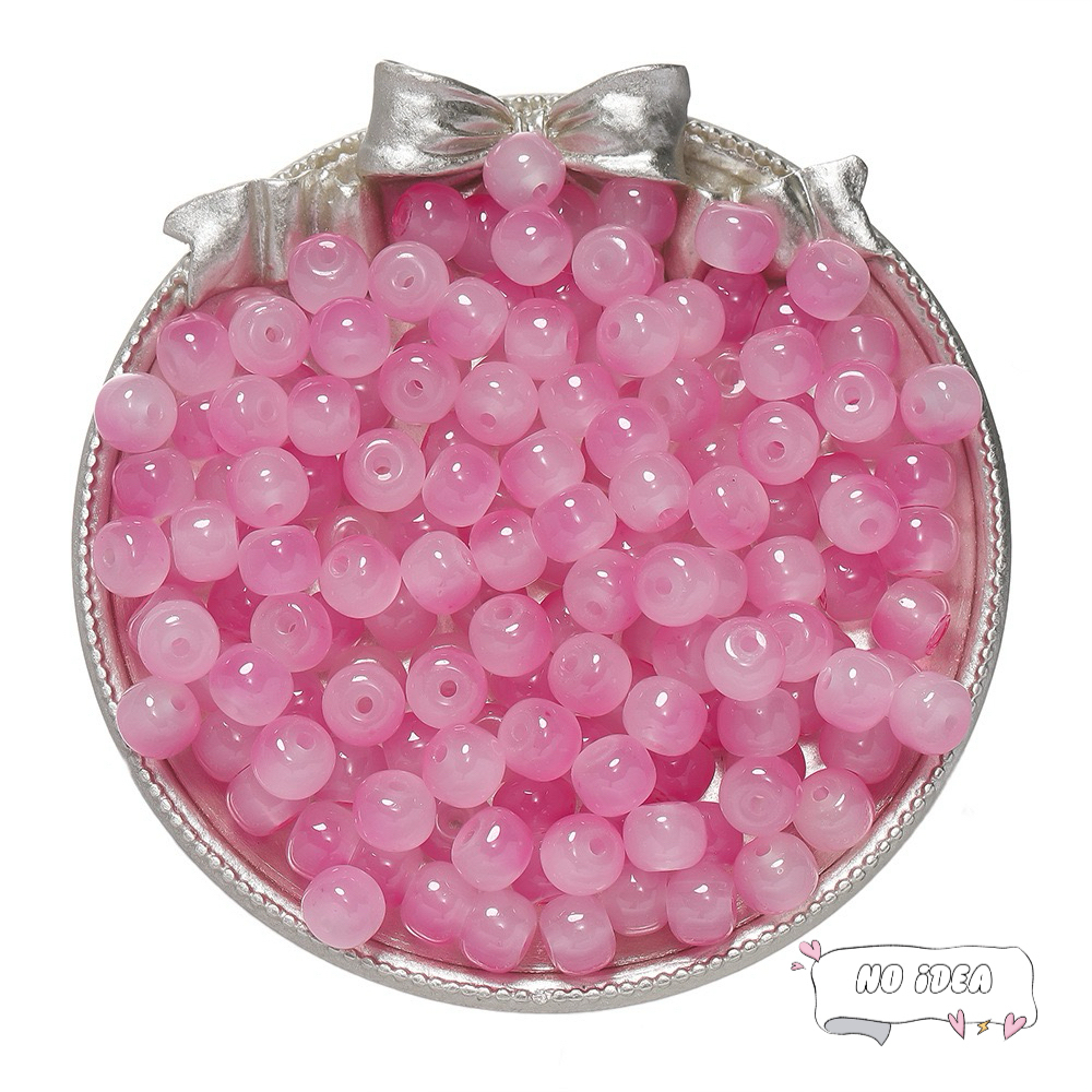 8mm Pink Glass Beads for Princess-style Jewelry Making