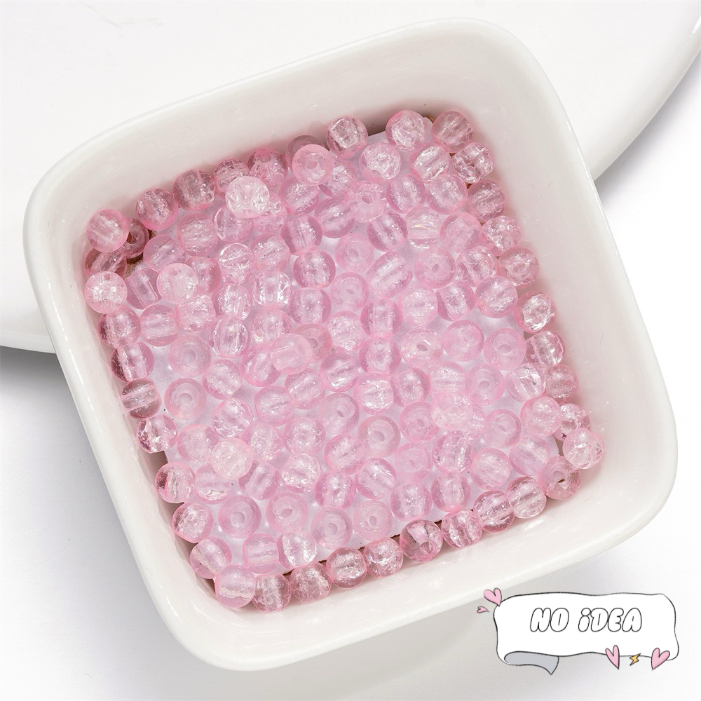 4mm Jade Glass Beads - 50pcs Icy Crackle Beads for Jewelry making, Macrame Accents