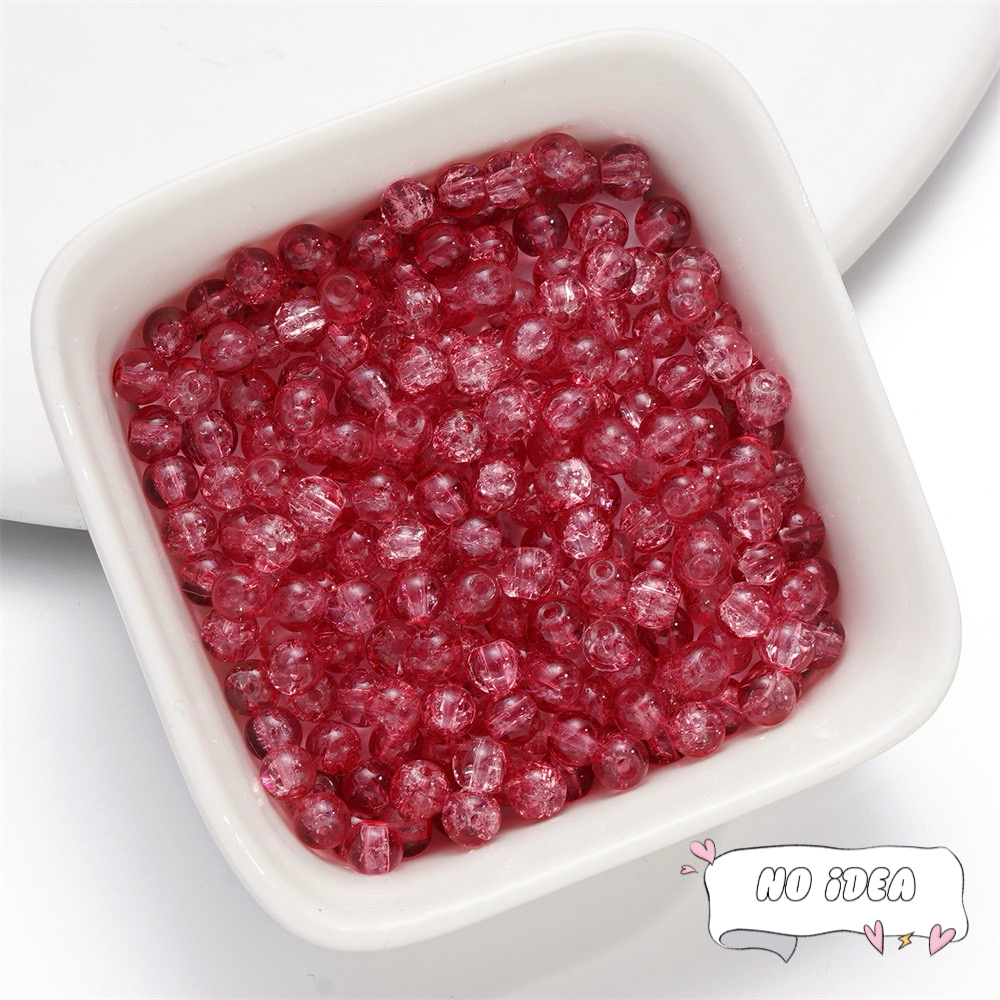 4mm Jade Glass Beads - 50pcs Icy Crackle Beads for Jewelry making, Macrame Accents